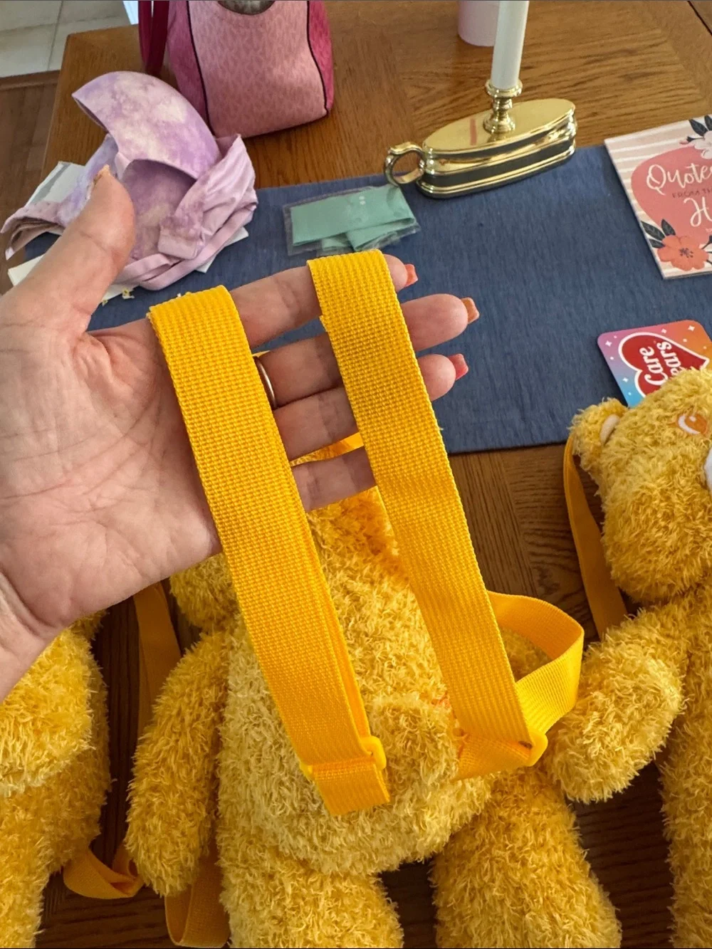 3 Care Bears Sunny Bear Plush Backpack - Bright Yellow Sun Design